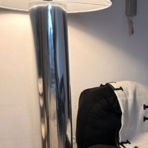 Modern Chrome Floor Lamp with Wide Shade